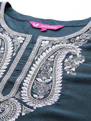 Ethnic Motifs Embroidered Regular Sequinned Kurta with Trousers & Dupatta 2