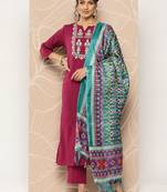 Embroidered Kurta With Trousers & Dupatta