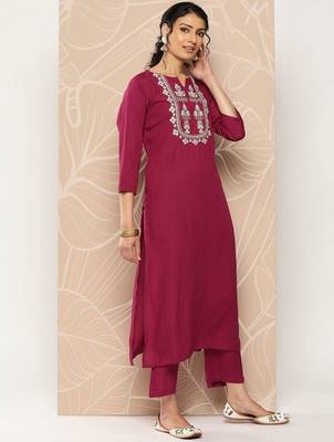 Embroidered Kurta With Trousers & Dupatta 3