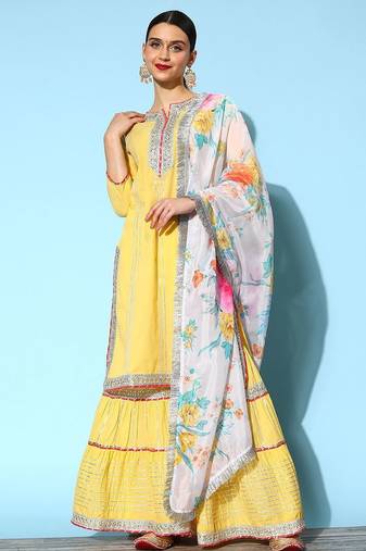 Women Ethnic Motifs Pure Cotton Hyper Texture Kurta Set