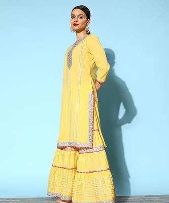 Women Ethnic Motifs Pure Cotton Hyper Texture Kurta Set 3