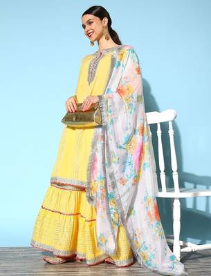 Women Ethnic Motifs Pure Cotton Hyper Texture Kurta Set 5