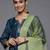 Women Navy Blue Floral Embroidered Thread Work Kurta with Trousers & With Dupatta