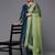 Women Navy Blue Floral Embroidered Thread Work Kurta with Trousers & With Dupatta