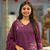 Beautiful jaipuri purple embroidered linen angrakha suit set