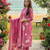 mauve pink floral printed cotton anarkali suit set with dupatta