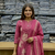 mauve pink floral printed cotton anarkali suit set with dupatta