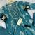teal blue embroidered cotton anarkali kurta pant with malmal dupatta set