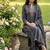 navy blue floral printed cotton straight kurta set with trousers and dupatta