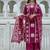 pink white floral block printed cotton straight kurta palazzo set with dupatta