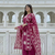 pink white floral block printed cotton straight kurta palazzo set with dupatta