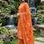 orange floral printed cotton anarkali suit with dupatta