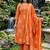 orange floral printed cotton anarkali suit with dupatta