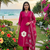 magenta applique & gota patti work cotton straight kurta pant set with dupatta