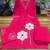 magenta applique & gota patti work cotton straight kurta pant set with dupatta