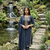 navy blue zari embroidered cotton straight kurta set with dupatta