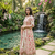 pink and cream floral printed handwork taj cotton a-line kurta suit set