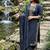 navy blue zari embroidered cotton straight kurta set with dupatta