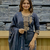 navy blue zari embroidered cotton straight kurta set with dupatta