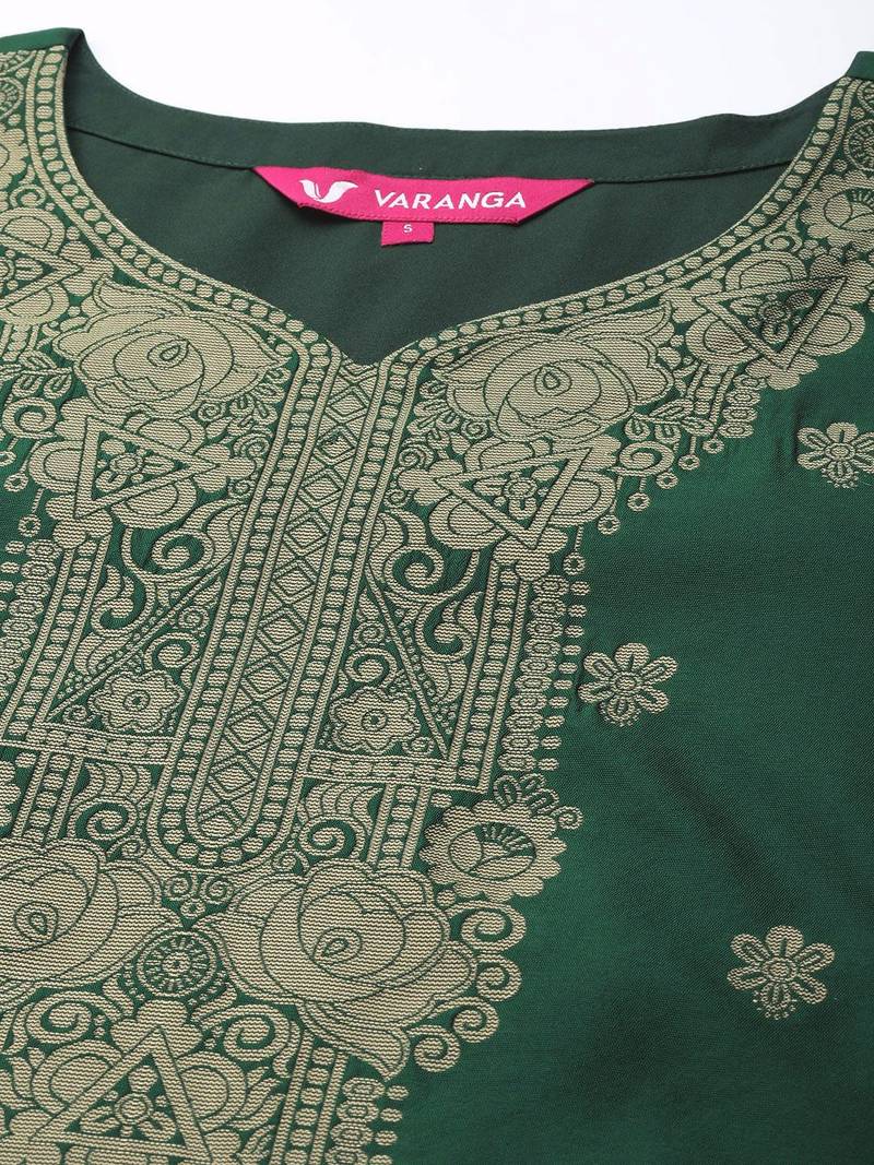 Women Green Kurta with Trousers & With Dupatta
