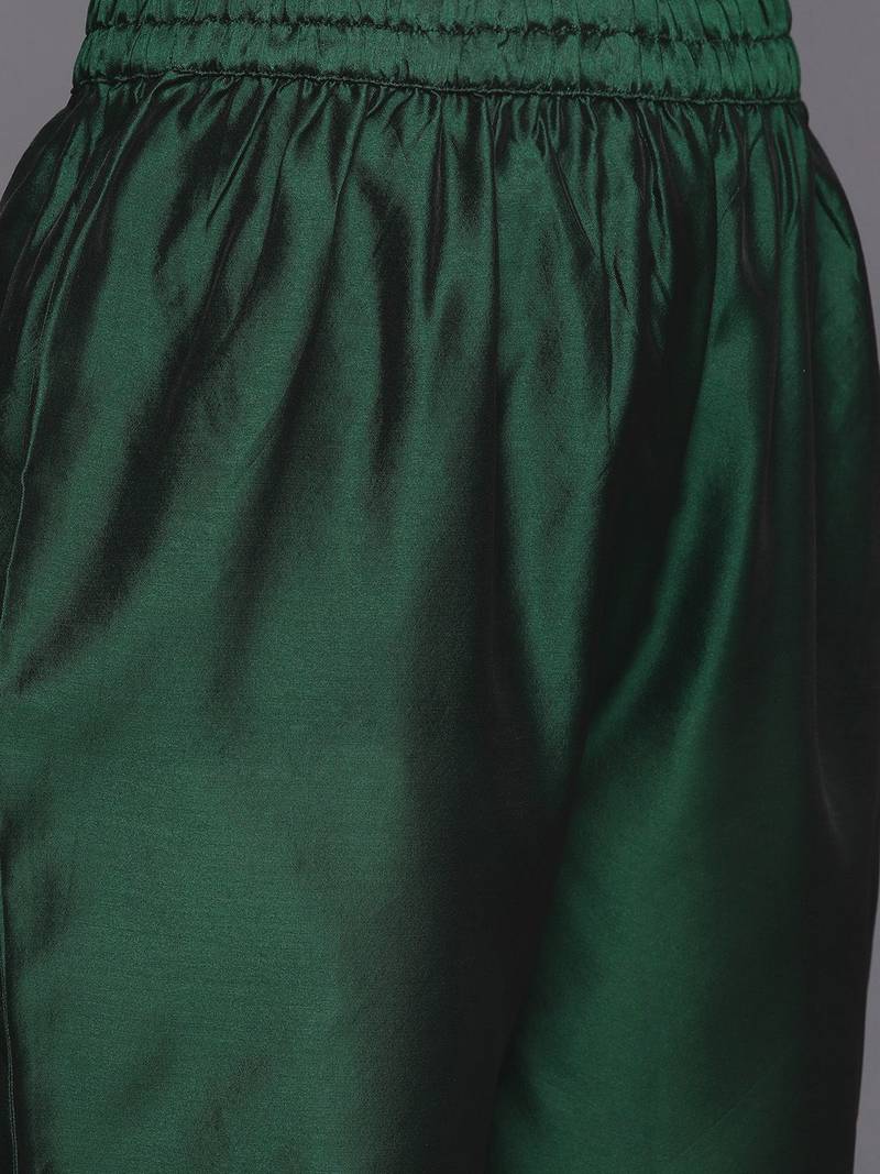 Women Green Kurta with Trousers & With Dupatta