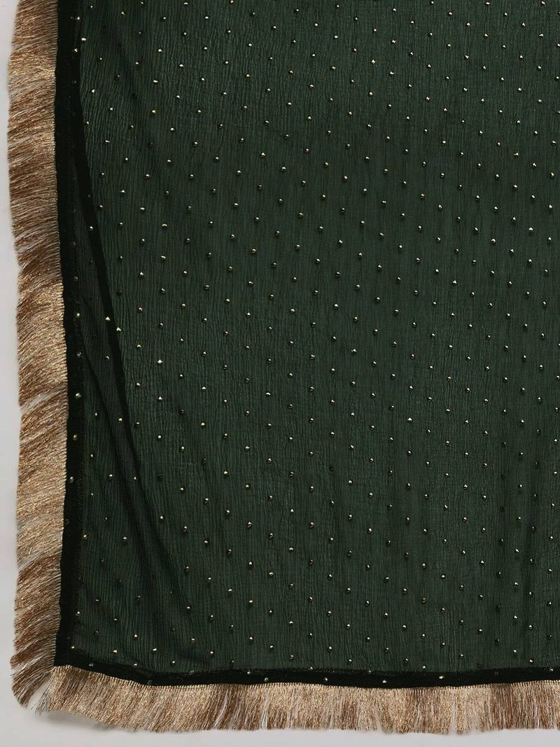 Women Green Kurta with Trousers & With Dupatta