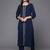 Women Navy Blue Ethnic Motifs Embroidered Panelled Thread Work Kurta with Trousers