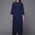 Women Navy Blue Ethnic Motifs Embroidered Panelled Thread Work Kurta with Trousers