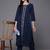 Women Navy Blue Ethnic Motifs Embroidered Panelled Thread Work Kurta with Trousers