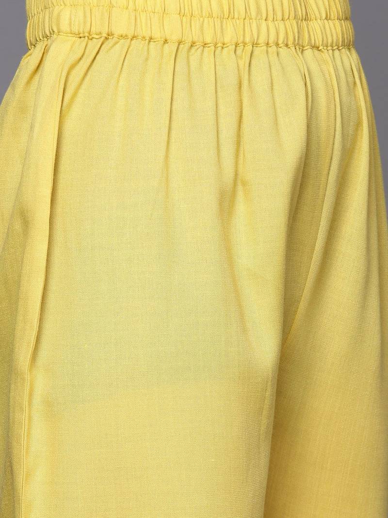 Women Yellow Striped Sequinned Kurta with Trousers & With Dupatta