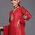 Women Red Floral Embroidered Kurta with Trousers & With Dupatta