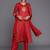 Women Red Floral Embroidered Kurta with Trousers & With Dupatta