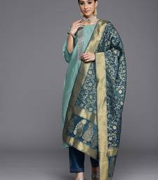 Women Blue Ethnic Motifs Embroidered Kurta with Trousers & Dupatta