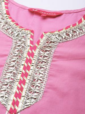 Women Peach-Coloured Ethnic Motifs Pure Cotton Kurta with Sharara & Dupatta 2