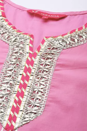 Women Peach-Coloured Ethnic Motifs Pure Cotton Kurta with Sharara & Dupatta