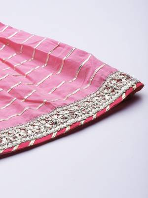 Women Peach-Coloured Ethnic Motifs Pure Cotton Kurta with Sharara & Dupatta 8