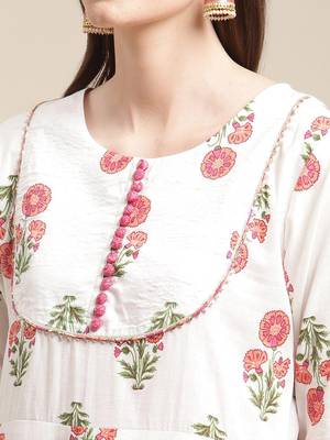 Women White Floral Printed Kurta with Sharara & With Dupatta 2