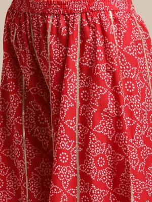 Women Red Ethnic Motifs Printed Gotta Patti Kurta with Sharara & With Dupatta 3