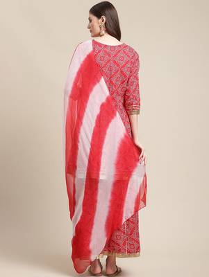 Women Red Ethnic Motifs Printed Gotta Patti Kurta with Sharara & With Dupatta 6