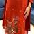 orange traditional motif hand embroidered cotton straight kurta pant suit set with dupatta