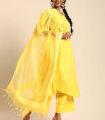 Women Yellow Regular A-Line Kurta with Palazzos & With Dupatta