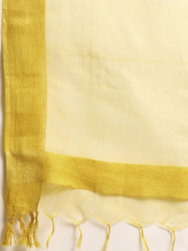 Women Yellow Regular A-Line Kurta with Palazzos & With Dupatta