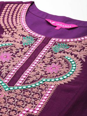 Women Floral Embroidered Regular Mirror Work Kurta with Trousers & With Dupatta 3