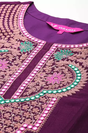 Women Floral Embroidered Regular Mirror Work Kurta with Trousers & With Dupatta