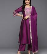 Women Floral Embroidered Regular Mirror Work Kurta with Trousers & With Dupatta