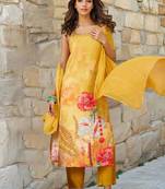Floral Printed Beads & Stones Kurta With Trousers & Dupatta