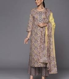 Women Brown Bandhani Printed Gotta Patti Pure Cotton Kurta with Palazzos & With Dupatta