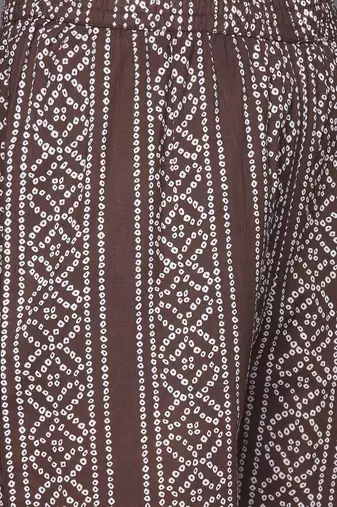 Women Brown Bandhani Printed Gotta Patti Pure Cotton Kurta with Palazzos & With Dupatta