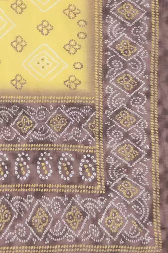 Women Brown Bandhani Printed Gotta Patti Pure Cotton Kurta with Palazzos & With Dupatta