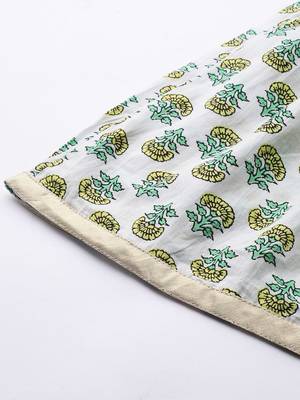 Women Green Floral Printed Pure Cotton Kurti with Sharara 7